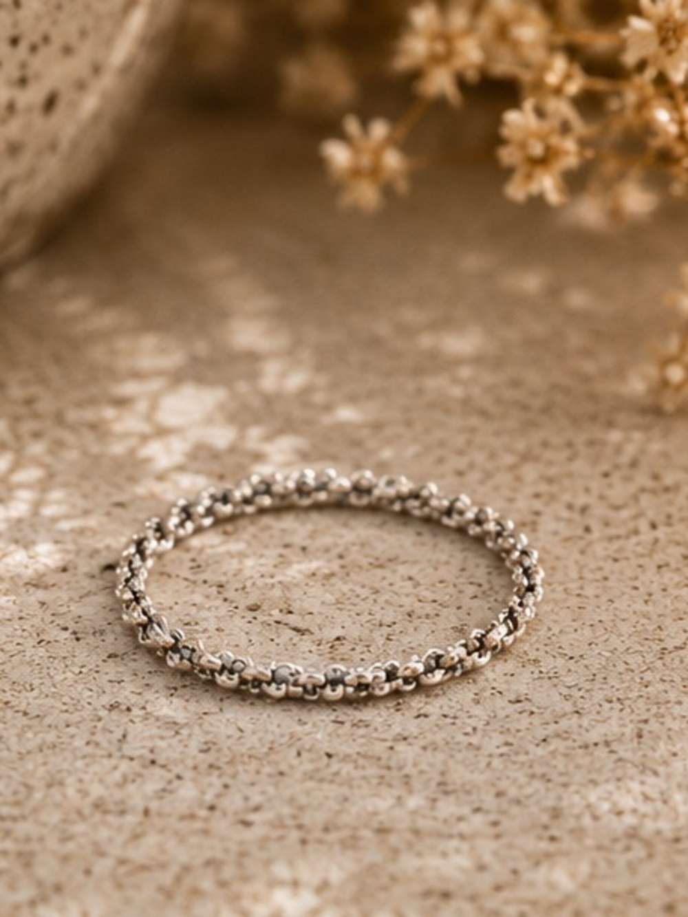 Silver Chain Stacking Ring Size 8 Dainty Minimalist Band
